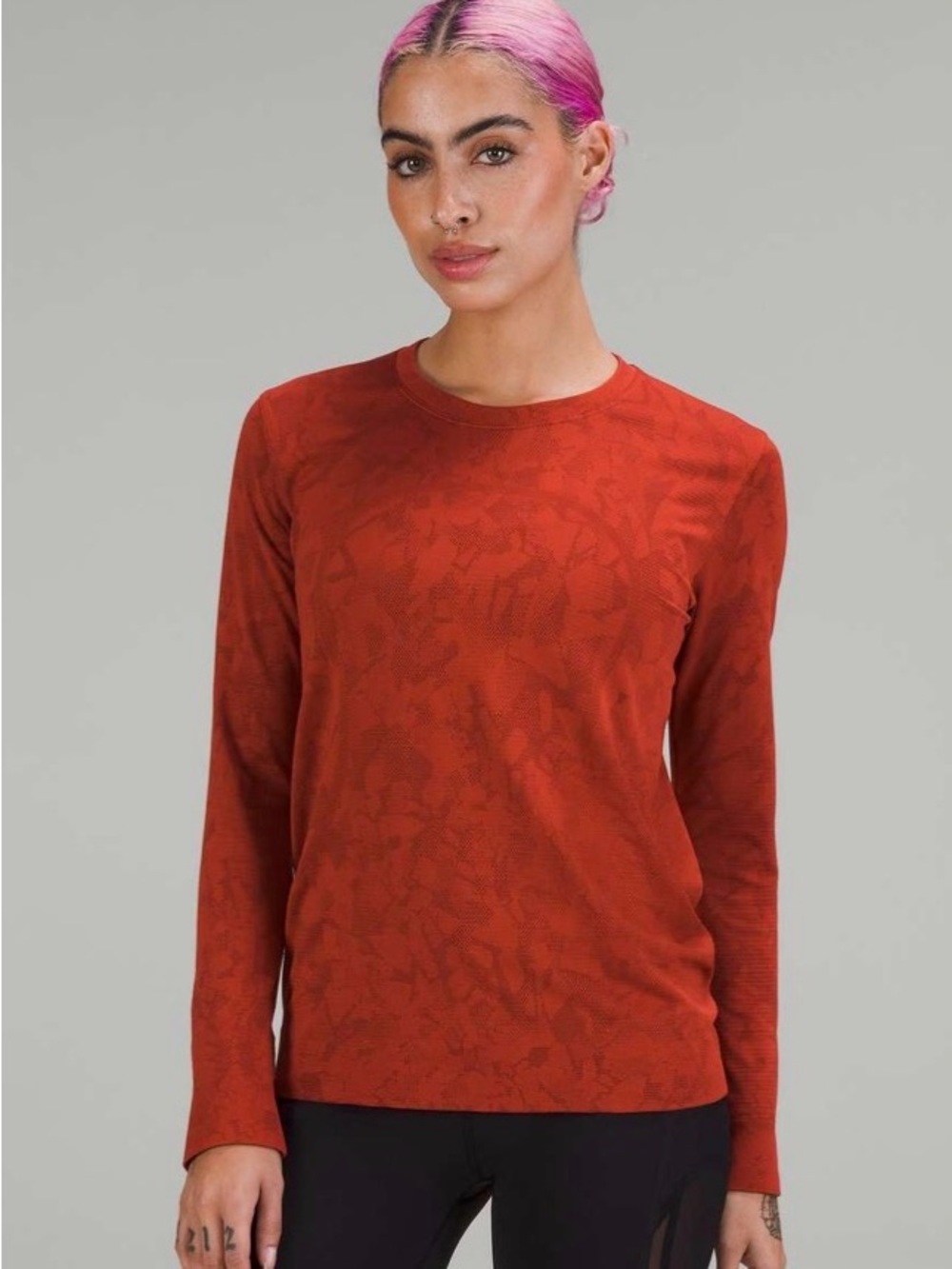 Lululemon Swiftly Relaxed Long Sleeve Shirt Mosaic Multiply Cayenne / Red Merlot